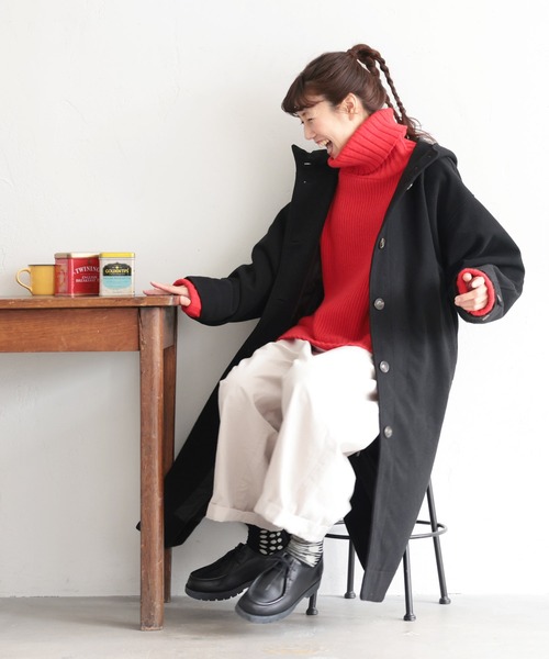 soulberry(ソウルベリー)の「私のフードなコート(ノーカラーコート・レディース・ブラック・5L/M/L/LL/3L/4L)」の12枚目の写真