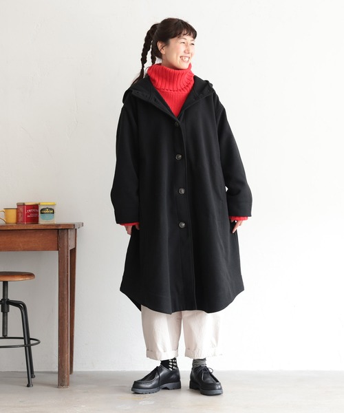 soulberry(ソウルベリー)の「私のフードなコート(ノーカラーコート・レディース・ブラック・5L/M/L/LL/3L/4L)」の20枚目の写真