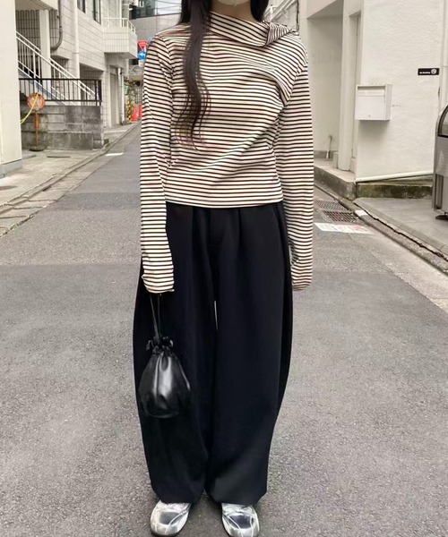 mebole(メボレ)の「ボタンハイネックボーダートップス(Tシャツ/カットソー・レディース・アイボリー・FREE)」の8枚目の写真
