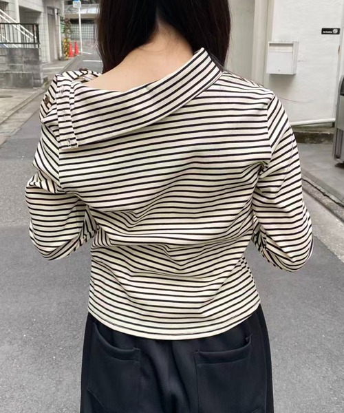 mebole(メボレ)の「ボタンハイネックボーダートップス(Tシャツ/カットソー・レディース・アイボリー・FREE)」の7枚目の写真