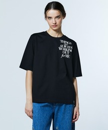 フラワープリント 天竺Tシャツ