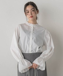 襟フリルブラウス≪洗濯機で洗える≫