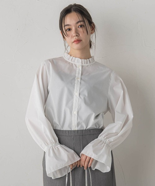 Droite lautreamont（ドロワットロートレアモン）の「襟フリルブラウス≪洗濯機で洗える≫（シャツ/ブラウス・レディース・オフホワイト/ブルー/アイボリー・M）」の2枚目の写真