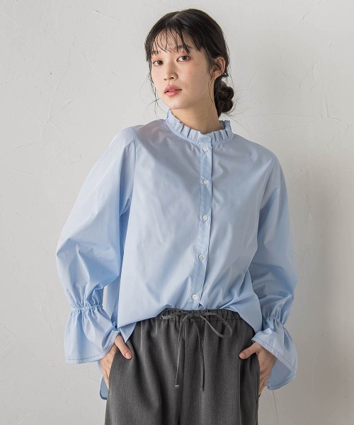 Droite lautreamont（ドロワットロートレアモン）の「襟フリルブラウス≪洗濯機で洗える≫（シャツ/ブラウス・レディース・オフホワイト/ブルー/アイボリー・M）」の3枚目の写真