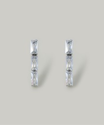 【汗や水に強い】〈ステンレス〉CZスリムストーンピアス