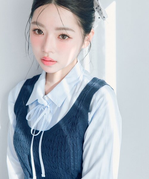 OLIVE des OLIVE（オリーブデオリーブ）の「ベスト+シャツセット（シャツ/ブラウス・レディース・ネイビー/ピンク/トップグレー・FREE）」の10枚目の写真