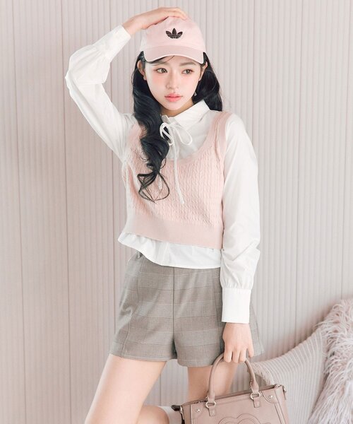 OLIVE des OLIVE（オリーブデオリーブ）の「ベスト+シャツセット（シャツ/ブラウス・レディース・ネイビー/ピンク/トップグレー・FREE）」の17枚目の写真