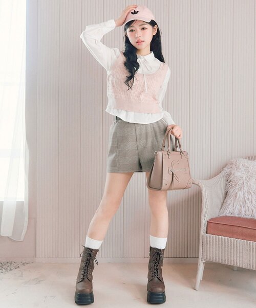 OLIVE des OLIVE（オリーブデオリーブ）の「ベスト+シャツセット（シャツ/ブラウス・レディース・ネイビー/ピンク/トップグレー・FREE）」の18枚目の写真