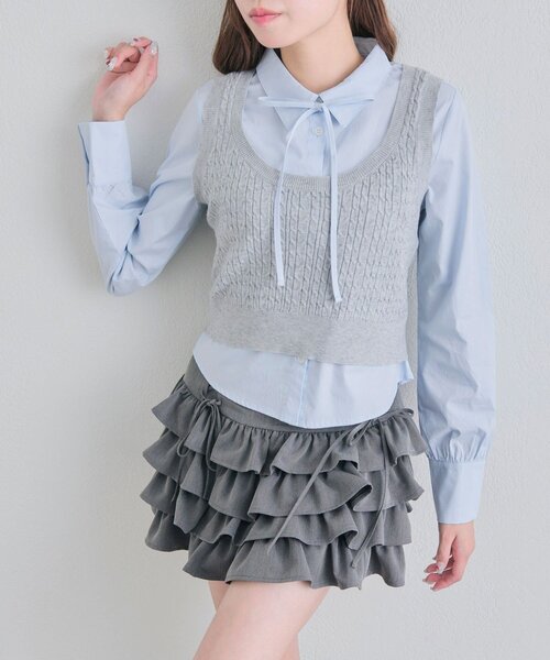 OLIVE des OLIVE(オリーブデオリーブ)の「ベスト+シャツセット(シャツ/ブラウス・レディース・ネイビー/ピンク/トップグレー・FREE)」の22枚目の写真
