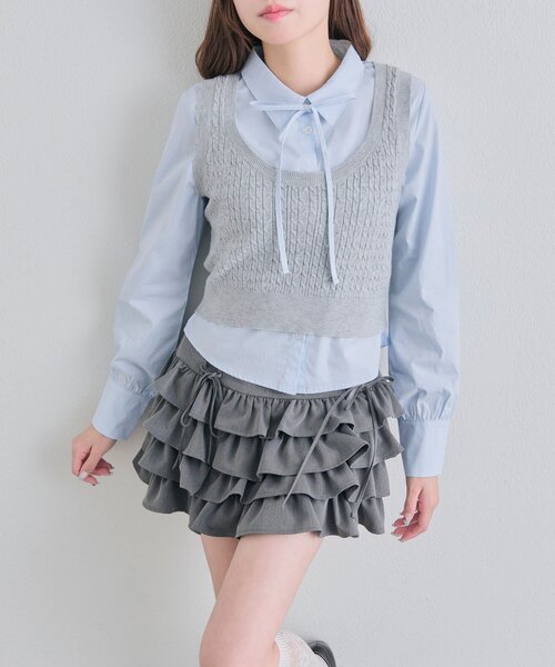 OLIVE des OLIVE(オリーブデオリーブ)の「ベスト+シャツセット(シャツ/ブラウス・レディース・ネイビー/ピンク/トップグレー・FREE)」の21枚目の写真