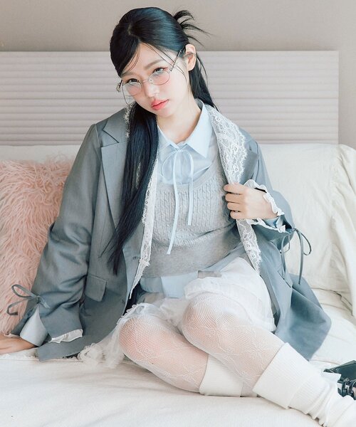 OLIVE des OLIVE(オリーブデオリーブ)の「ベスト+シャツセット(シャツ/ブラウス・レディース・ネイビー/ピンク/トップグレー・FREE)」の20枚目の写真