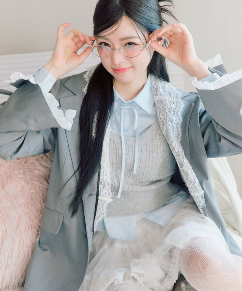 OLIVE des OLIVE(オリーブデオリーブ)の「ベスト+シャツセット(シャツ/ブラウス・レディース・ネイビー/ピンク/トップグレー・FREE)」の18枚目の写真