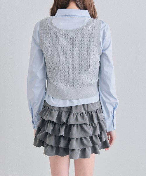 OLIVE des OLIVE(オリーブデオリーブ)の「ベスト+シャツセット(シャツ/ブラウス・レディース・ネイビー/ピンク/トップグレー・FREE)」の12枚目の写真