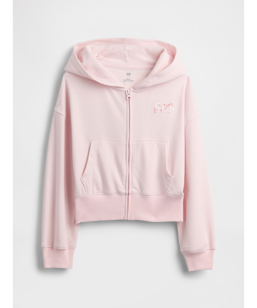 GAP(ギャップ)の「ヴィンテージソフト フレンチテリー オーバーサイズ SAKURA GAPロゴ ジップアップパーカー (キッズ)(パーカー・キッズ・ピンク/ホワイト・130cm/160cm/150cm/120cm/140cm)」の4枚目の写真