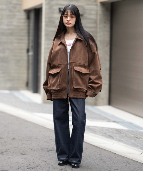 WEGO（ウィゴー）の「WEGO/【26年春夏新作】フライトジャケット（ブルゾン・メンズ・ブラウン/ブラック系3/コバルトブルー/チャコール・MEDIUM/LARGE）」の10枚目の写真