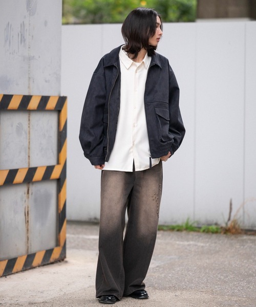 WEGO（ウィゴー）の「WEGO/【26年春夏新作】フライトジャケット（ブルゾン・メンズ・ブラウン/ブラック系3/コバルトブルー/チャコール・MEDIUM/LARGE）」の7枚目の写真