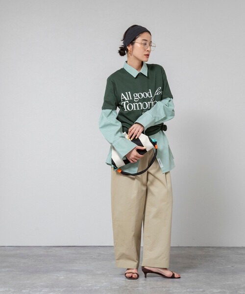 MAQWEL（マクウェル）の「【MAQWEL/マクウェル】ウォッシャブルAgfT T-SHIRT（Tシャツ/カットソー・レディース・オフホワイト/ダークグリーン・FREE）」の5枚目の写真