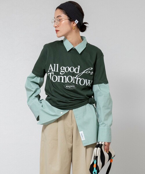 MAQWEL（マクウェル）の「【MAQWEL/マクウェル】ウォッシャブルAgfT T-SHIRT（Tシャツ/カットソー・レディース・オフホワイト/ダークグリーン・FREE）」の7枚目の写真