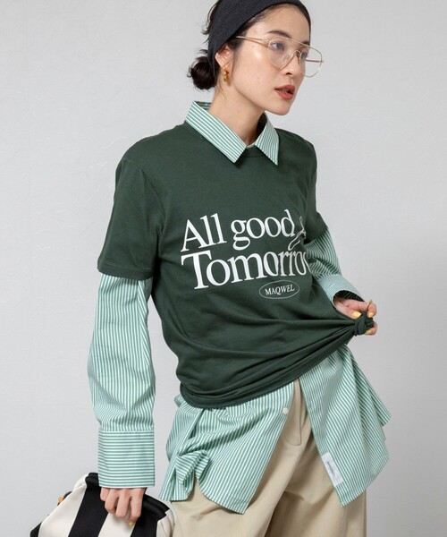MAQWEL（マクウェル）の「【MAQWEL/マクウェル】ウォッシャブルAgfT T-SHIRT（Tシャツ/カットソー・レディース・オフホワイト/ダークグリーン・FREE）」の10枚目の写真