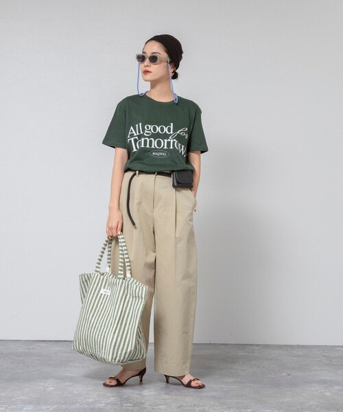 MAQWEL（マクウェル）の「【MAQWEL/マクウェル】ウォッシャブルAgfT T-SHIRT（Tシャツ/カットソー・レディース・オフホワイト/ダークグリーン・FREE）」の11枚目の写真