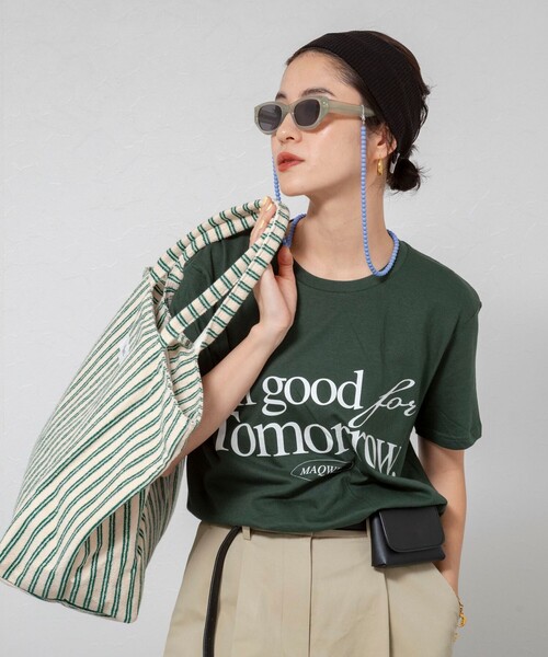 MAQWEL（マクウェル）の「【MAQWEL/マクウェル】ウォッシャブルAgfT T-SHIRT（Tシャツ/カットソー・レディース・オフホワイト/ダークグリーン・FREE）」の14枚目の写真