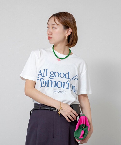 MAQWEL（マクウェル）の「【MAQWEL/マクウェル】ウォッシャブルAgfT T-SHIRT（Tシャツ/カットソー・レディース・オフホワイト/ダークグリーン・FREE）」の19枚目の写真