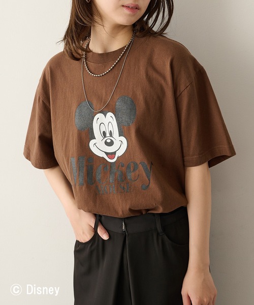 GOOD ROCK SPEED(グッドロックスピード)の「【GOOD ROCK SPEED】Disney / Mickey Mouse ミッキーマウス / Tシャツ(Tシャツ/カットソー・レディース・ブラウン/ホワイト・FREE)」の5枚目の写真