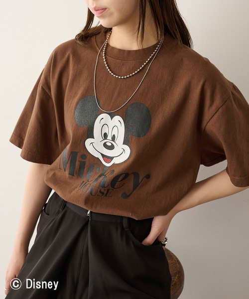GOOD ROCK SPEED(グッドロックスピード)の「【GOOD ROCK SPEED】Disney / Mickey Mouse ミッキーマウス / Tシャツ(Tシャツ/カットソー・レディース・ブラウン/ホワイト・FREE)」の4枚目の写真