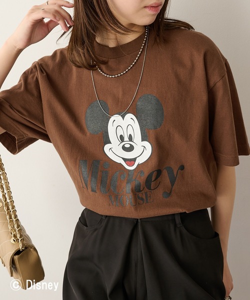 GOOD ROCK SPEED(グッドロックスピード)の「【GOOD ROCK SPEED】Disney / Mickey Mouse ミッキーマウス / Tシャツ(Tシャツ/カットソー・レディース・ブラウン/ホワイト・FREE)」の3枚目の写真