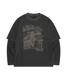 OVERDYED LAYERED LONG SLV TEE black