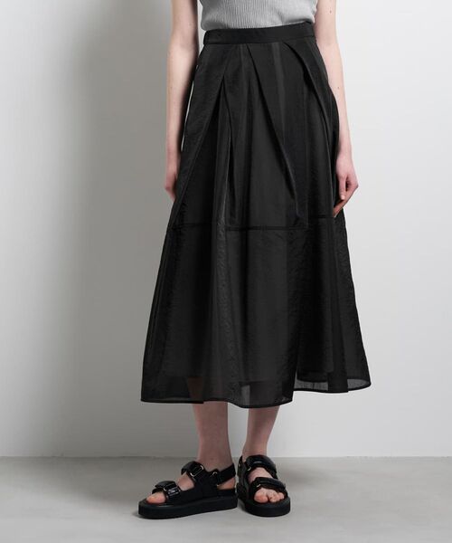 LANVIN en Bleu(ランバンオンブルー)の「シアータックフレアスカート(スカート・レディース・ブラック/イエロー・38/36)」の2枚目の写真
