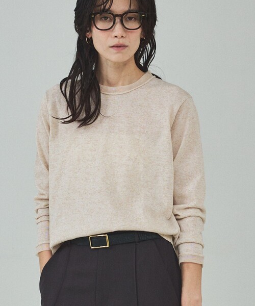 qualite（カリテ）の「シアーミックスニットプルオーバー/オフィスカジュアル/春服（ニット/セーター・レディース・ライトベージュ/グリーン/グレー・フリー）」の4枚目の写真