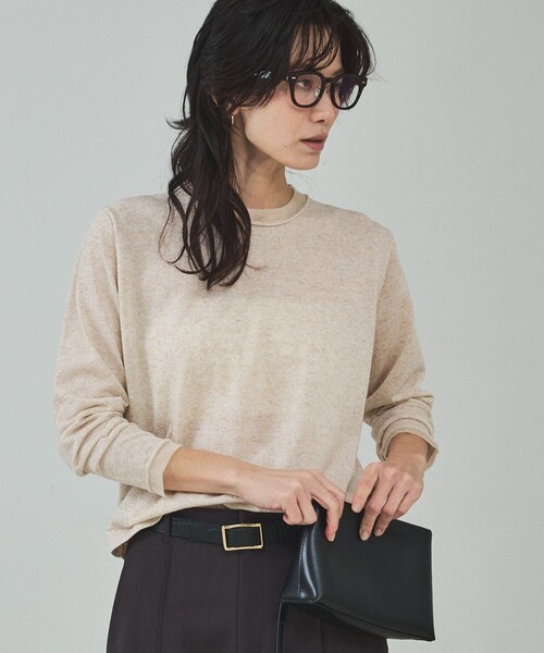 qualite（カリテ）の「シアーミックスニットプルオーバー/オフィスカジュアル/春服（ニット/セーター・レディース・ライトベージュ/グリーン/グレー・フリー）」の5枚目の写真