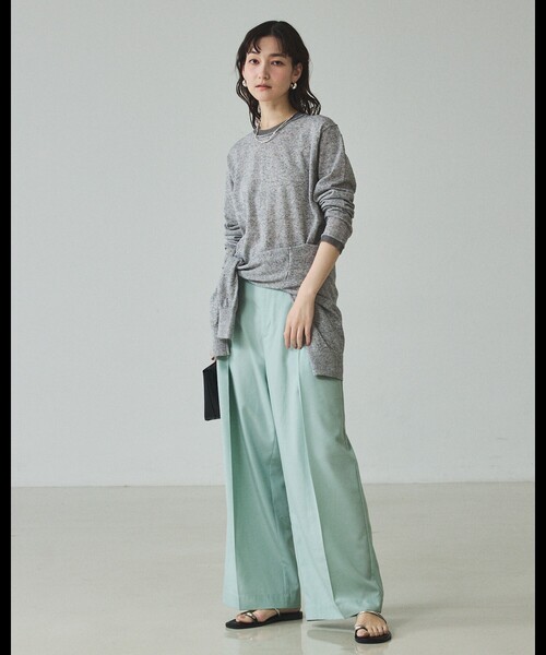 qualite（カリテ）の「シアーミックスニットプルオーバー/オフィスカジュアル/春服（ニット/セーター・レディース・ライトベージュ/グリーン/グレー・フリー）」の10枚目の写真