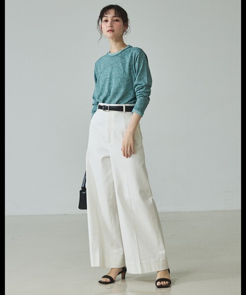 qualite（カリテ）の「シアーミックスニットプルオーバー/オフィスカジュアル/春服（ニット/セーター・レディース・ライトベージュ/グリーン/グレー・フリー）」の16枚目の写真