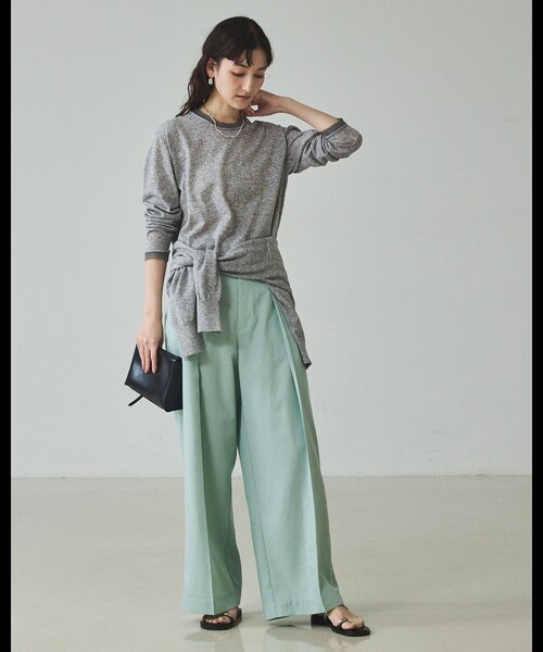 qualite（カリテ）の「シアーミックスニットプルオーバー/オフィスカジュアル/春服（ニット/セーター・レディース・ライトベージュ/グリーン/グレー・フリー）」の14枚目の写真