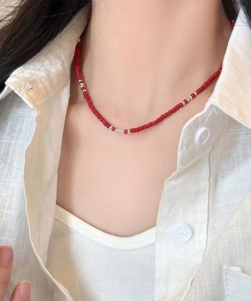 ammy.（エイミードット）の「【 ammy. / エイミードット 】 デザイン カラー ビーズ ネックレス（ネックレス・レディース・レッド/ブラック・FREE）」の4枚目の写真