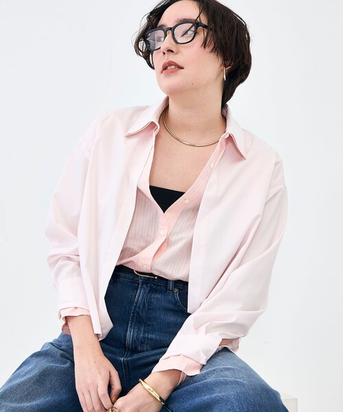 NOLLEY’S(ノーリーズ)の「ウォッシャブルレイヤード風ショート丈シャツ(シャツ/ブラウス・レディース・ベビーピンク/サックスブルー/ホワイト・38)」の1枚目の写真