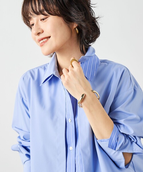 NOLLEY’S(ノーリーズ)の「ウォッシャブルレイヤード風ショート丈シャツ(シャツ/ブラウス・レディース・ベビーピンク/サックスブルー/ホワイト・38)」の3枚目の写真