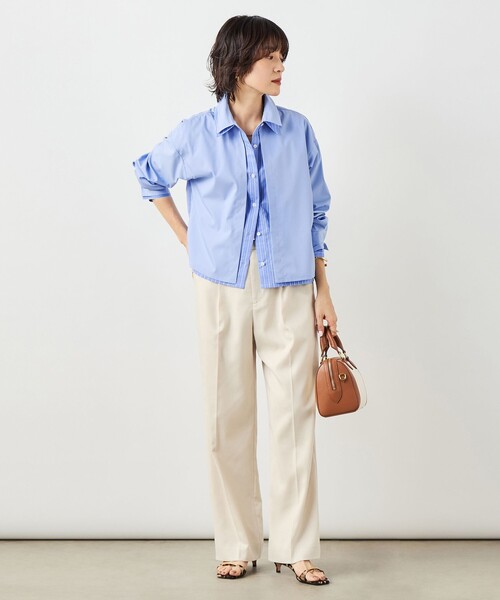 NOLLEY’S(ノーリーズ)の「ウォッシャブルレイヤード風ショート丈シャツ(シャツ/ブラウス・レディース・ベビーピンク/サックスブルー/ホワイト・38)」の5枚目の写真