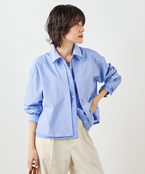 NOLLEY’S(ノーリーズ)の「ウォッシャブルレイヤード風ショート丈シャツ(シャツ/ブラウス・レディース・ベビーピンク/サックスブルー/ホワイト・38)」の12枚目の写真