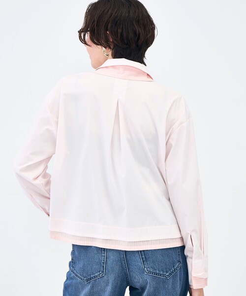 NOLLEY’S（ノーリーズ）の「ウォッシャブルレイヤード風ショート丈シャツ（シャツ/ブラウス・レディース・ベビーピンク/サックスブルー/ホワイト・38）」の5枚目の写真