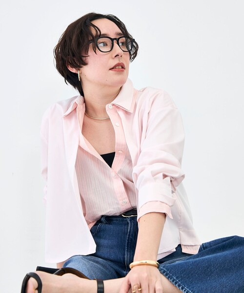 NOLLEY’S（ノーリーズ）の「ウォッシャブルレイヤード風ショート丈シャツ（シャツ/ブラウス・レディース・ベビーピンク/サックスブルー/ホワイト・38）」の12枚目の写真