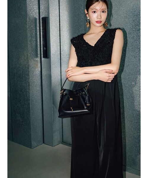 MERCURYDUO（マーキュリーデュオ）の「チュールフリルドッキングロンパース（ドレス・レディース・ライトグレー/ブラック・MEDIUM/SMALL）」の4枚目の写真