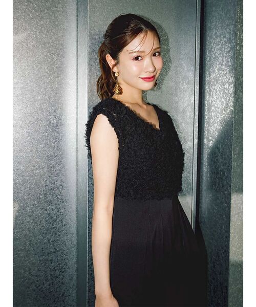 MERCURYDUO（マーキュリーデュオ）の「チュールフリルドッキングロンパース（ドレス・レディース・ライトグレー/ブラック・MEDIUM/SMALL）」の5枚目の写真