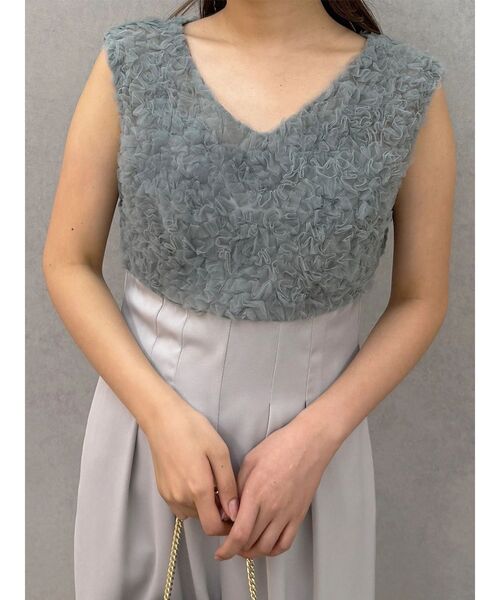 MERCURYDUO（マーキュリーデュオ）の「チュールフリルドッキングロンパース（ドレス・レディース・ライトグレー/ブラック・MEDIUM/SMALL）」の13枚目の写真