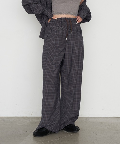RAY CASSIN（レイカズン）の「【セットアップで着られる】ウエストレイヤードイージーチェックパンツ（その他パンツ・レディース・グレー系その他2/ネイビー/ベージュ系その他2・FREE）」の12枚目の写真