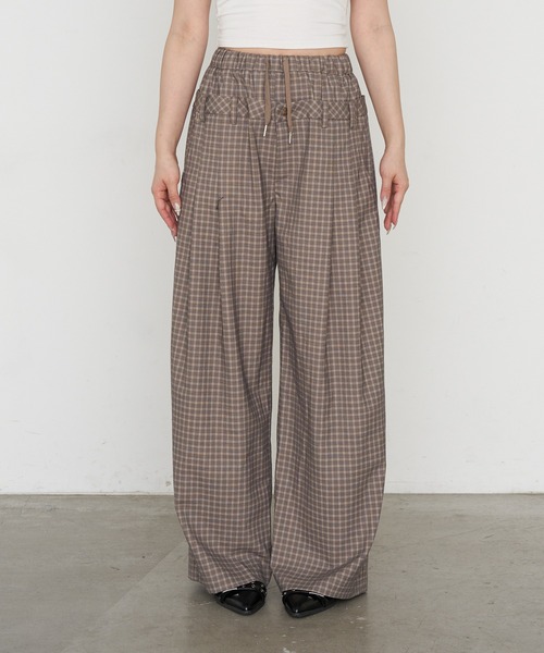 RAY CASSIN（レイカズン）の「【セットアップで着られる】ウエストレイヤードイージーチェックパンツ（その他パンツ・レディース・グレー系その他2/ネイビー/ベージュ系その他2・FREE）」の21枚目の写真