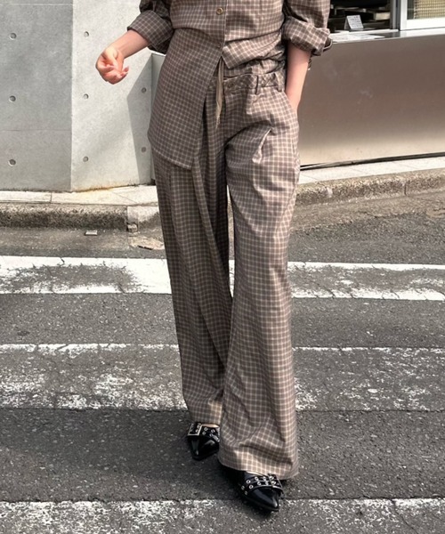 RAY CASSIN(レイカズン)の「【セットアップで着られる】ウエストレイヤードイージーチェックパンツ(その他パンツ・レディース・グレー系その他2/ネイビー/ベージュ系その他2・FREE)」の16枚目の写真