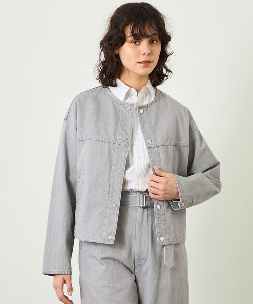MACKINTOSH PHILOSOPHY(マッキントッシュ フィロソフィー)の「【GREY LABEL】デニムノーカラートラッカージャケット(ノーカラージャケット・レディース・ブルー/ダークネイビー/グレー系その他・2)」の2枚目の写真
